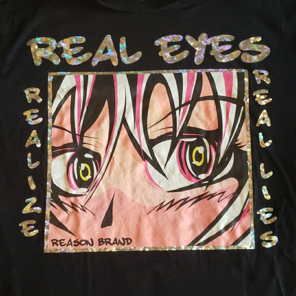 Reasons Black Graphic Tee Real Eye Hololgraphic